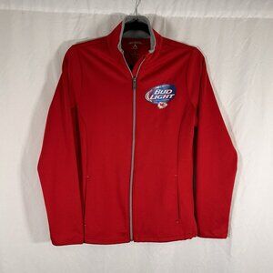 Kansas City Chiefs Bud Light Jacket Women's Small Red Pockets Pull Zip Antigua